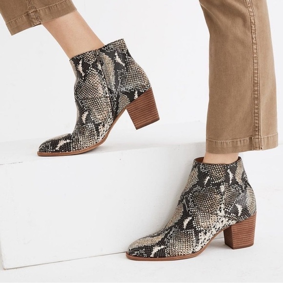 Madewell The Rosie Ankle Boots Snakeskin Booties - Picture 1 of 9